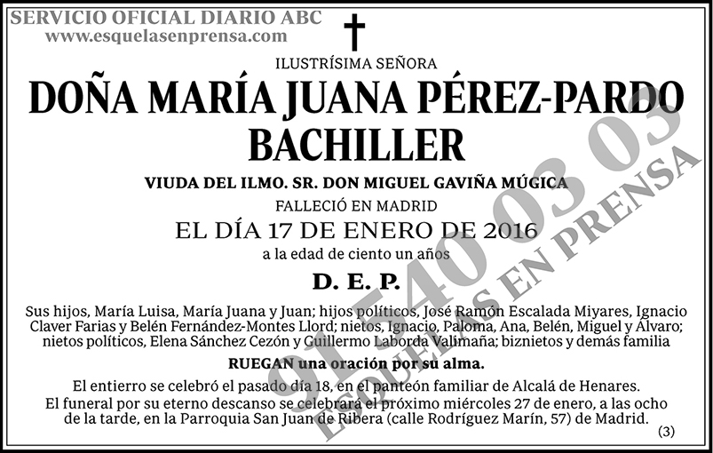 María Juana Pérez-Pardo Bachiller